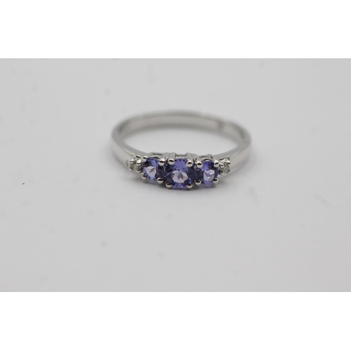 70 - 9ct White Gold Tanzanite & Diamond Dress Ring (1.6g) size N