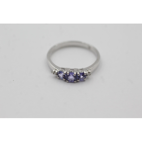 70 - 9ct White Gold Tanzanite & Diamond Dress Ring (1.6g) size N