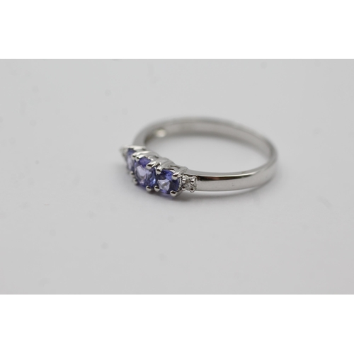 70 - 9ct White Gold Tanzanite & Diamond Dress Ring (1.6g) size N