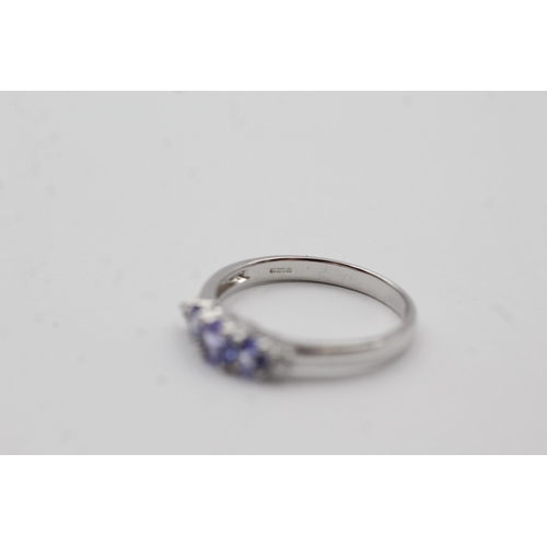 70 - 9ct White Gold Tanzanite & Diamond Dress Ring (1.6g) size N