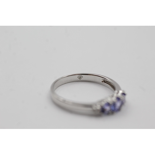 70 - 9ct White Gold Tanzanite & Diamond Dress Ring (1.6g) size N