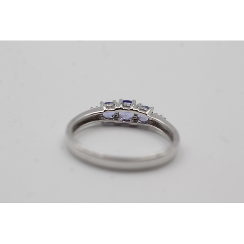 70 - 9ct White Gold Tanzanite & Diamond Dress Ring (1.6g) size N