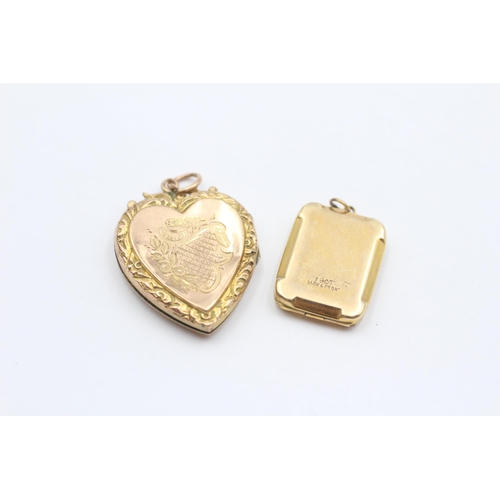 9 - 2 X 9ct Back & Front Gold Antique Foliate Lockets Inc. Heart & Rectangular Shape (8.6g)