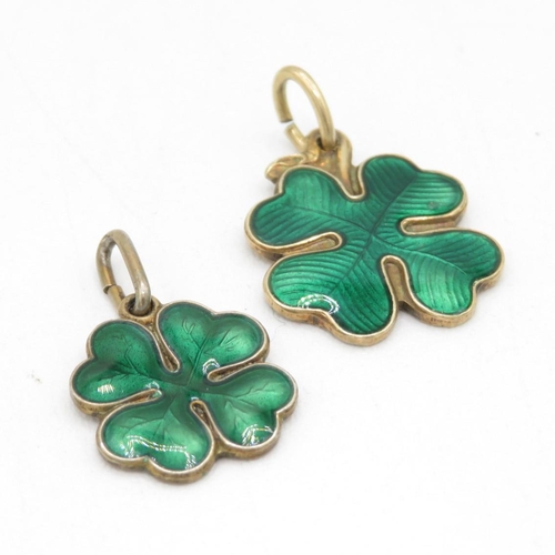 166 - Two Silver Enamel Shamrock Pendants By David Anderson Norway (7g)