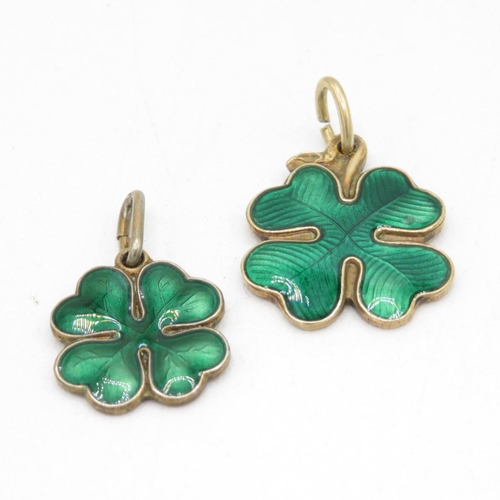 166 - Two Silver Enamel Shamrock Pendants By David Anderson Norway (7g)