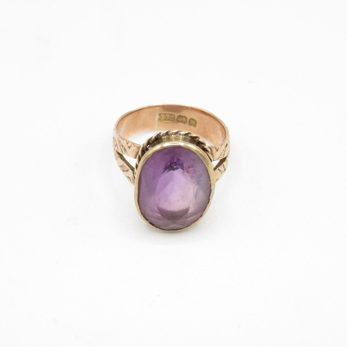 116 - Antique 9ct gold and amethyst ring size Q  6g