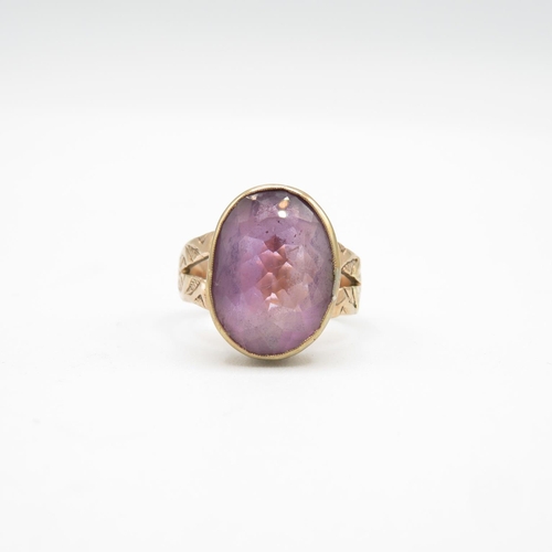 116 - Antique 9ct gold and amethyst ring size Q  6g