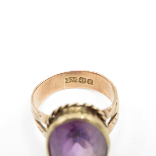 116 - Antique 9ct gold and amethyst ring size Q  6g