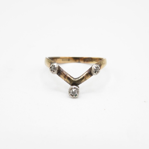 136 - Vintage 18ct gold and diamond wishbone ring size M  1.3g