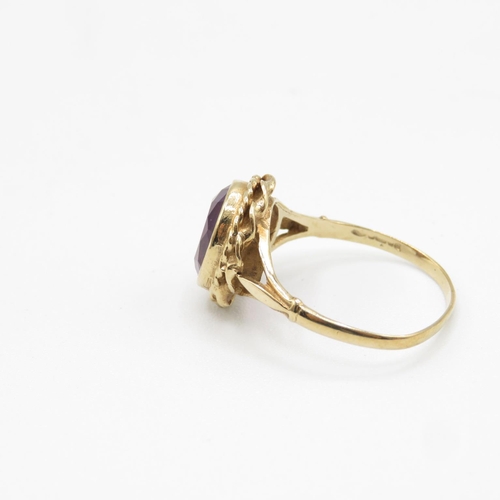 14 - 9ct gold and amethyst ring size P  3g