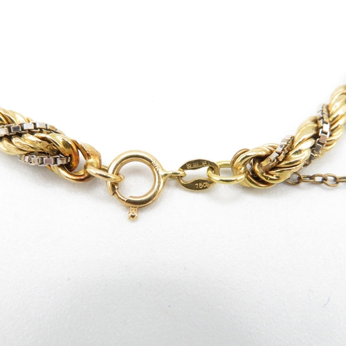 141 - 18ct gold Bi-Colour twist rope bracelet 20cm long  11.9g