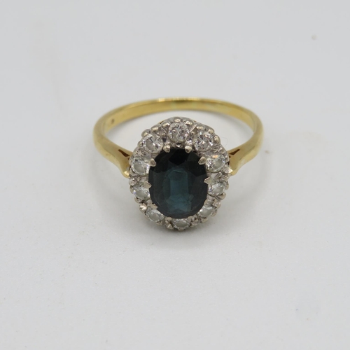 145 - 18ct gold, sapphire and diamond ring size Q  4.6g