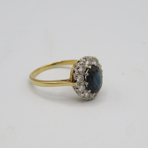 145 - 18ct gold, sapphire and diamond ring size Q  4.6g