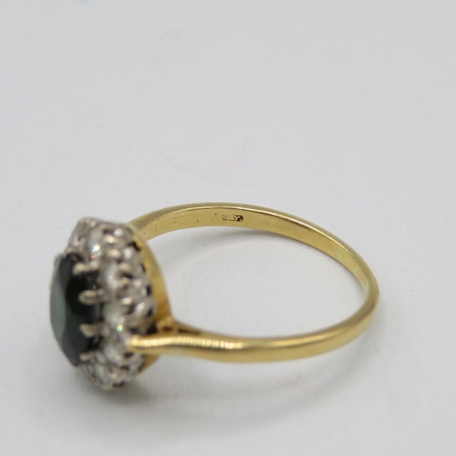 145 - 18ct gold, sapphire and diamond ring size Q  4.6g