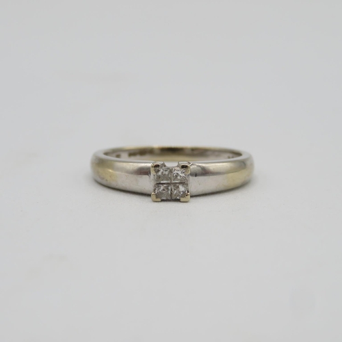 146 - 18ct white gold and diamond size N  3g