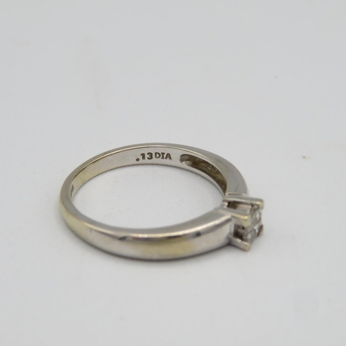 146 - 18ct white gold and diamond size N  3g