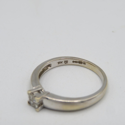 146 - 18ct white gold and diamond size N  3g