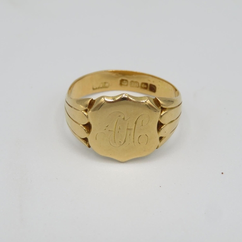 148 - 18ct gold signet ring size V 7.9g