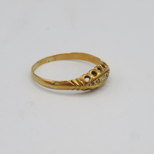 150 - Vintage 18ct gold and diamond ring size O  1.7g