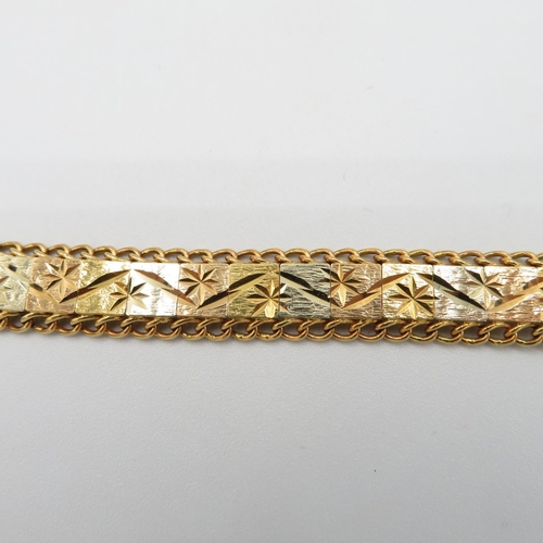 151 - 18ct gold Tri-colour bracelet 20cm long  22.9g