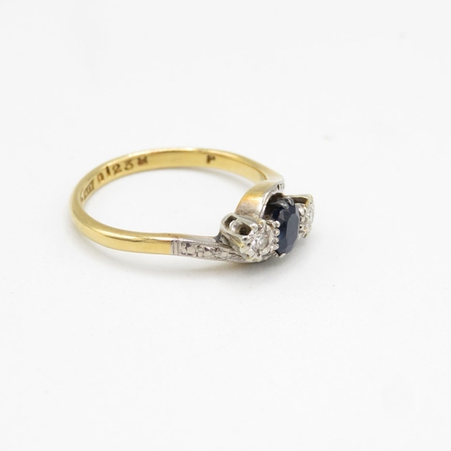 153 - 18ct gold, diamond and sapphire ring size N  3.3g