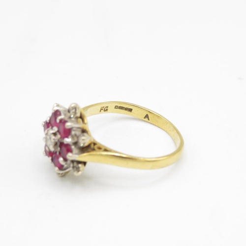 155 - 18ct gold, diamond and ruby ring size L  3.6g