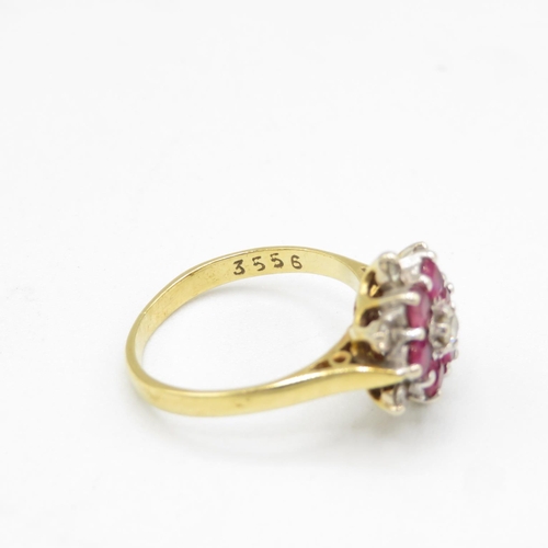 155 - 18ct gold, diamond and ruby ring size L  3.6g