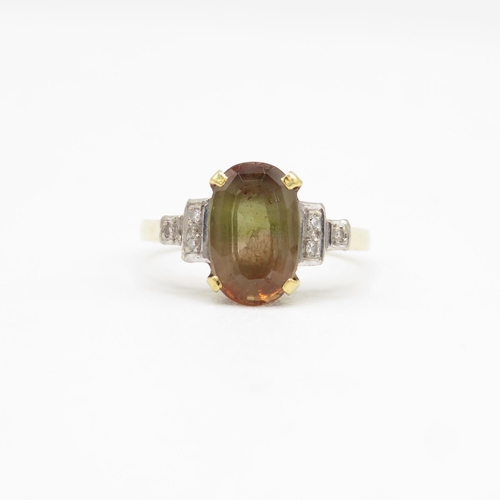 166 - 18ct gold diamond and citrine ring size P  4g