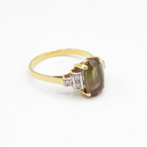 166 - 18ct gold diamond and citrine ring size P  4g