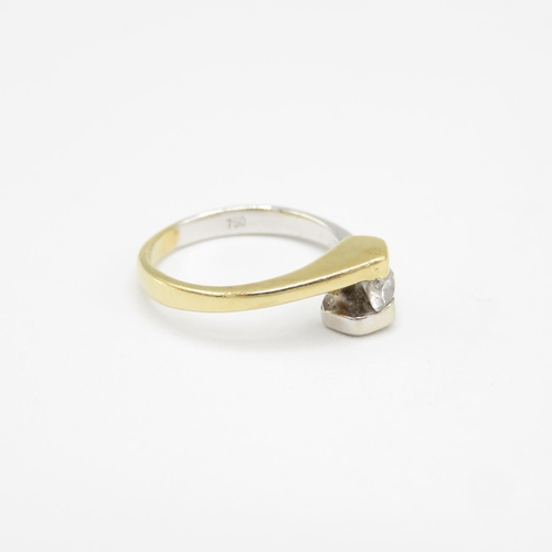 172 - 18ct gold and diamond bi-colour ring size J  3.6g