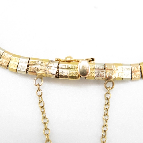 173 - 18ct gold Tri-colour bracelet 20cm long  11.4g