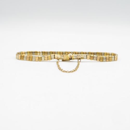 173 - 18ct gold Tri-colour bracelet 20cm long  11.4g