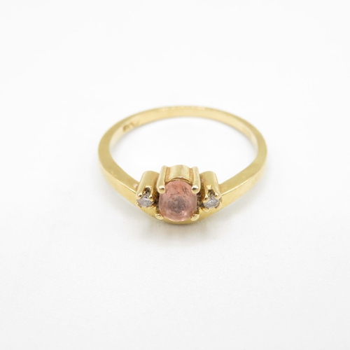 183 - 18ct gold and pink diamond ring size O  3.2g