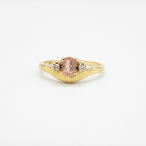 183 - 18ct gold and pink diamond ring size O  3.2g