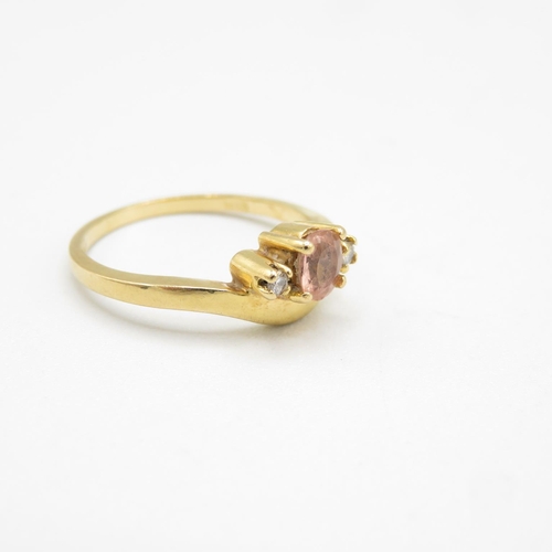 183 - 18ct gold and pink diamond ring size O  3.2g