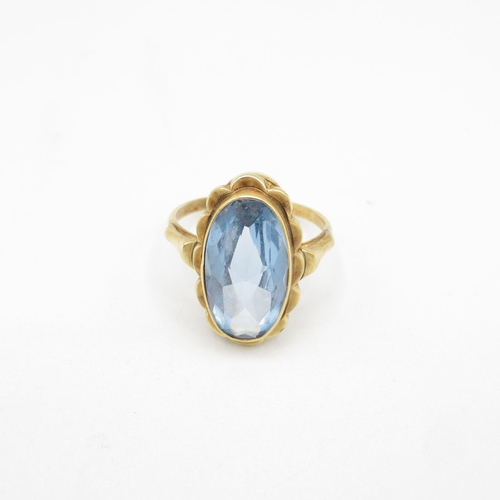 190 - 14ct gold and blue stone ring size N  4.3g