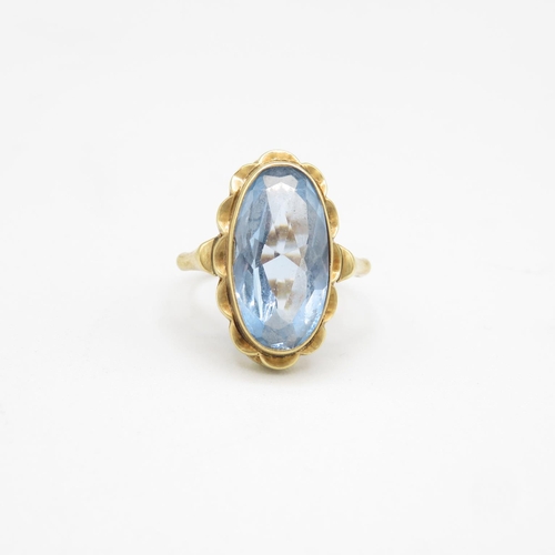 190 - 14ct gold and blue stone ring size N  4.3g