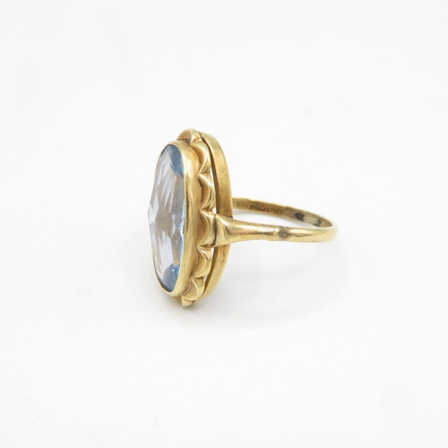 190 - 14ct gold and blue stone ring size N  4.3g