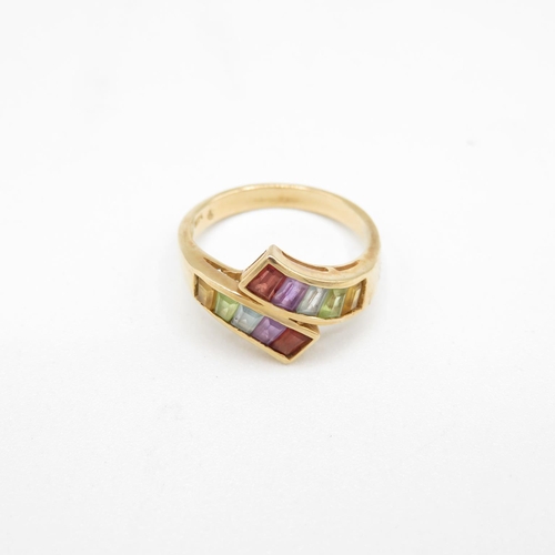 192 - 14ct gold and coloured paste stone ring size L  3.1g