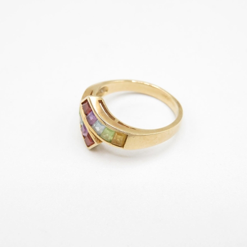 192 - 14ct gold and coloured paste stone ring size L  3.1g