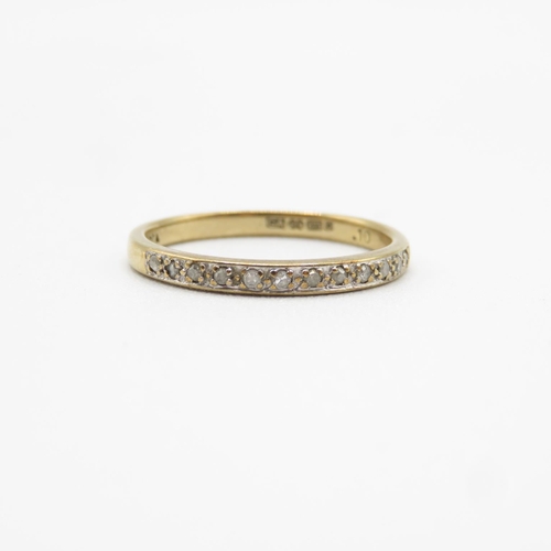 20 - 9ct gold and diamond half eternity ring size P  1.6g