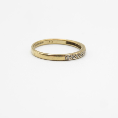 20 - 9ct gold and diamond half eternity ring size P  1.6g
