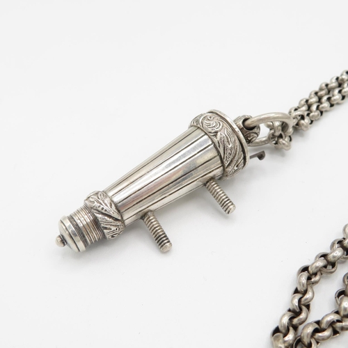 213 - Silver military whistle and chain Birmingham 1859 by William Dudley