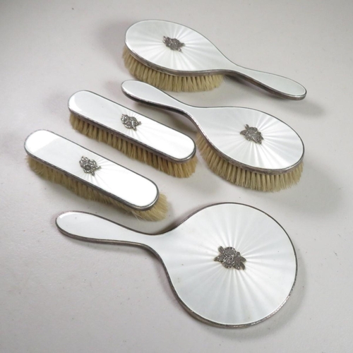 245 - Ladies Vanity Set Silver and Enamel HM  865g