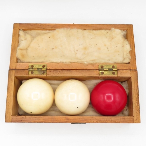 249 - Set of original 1890's billiard balls full size 55mm dia.  in wooden case