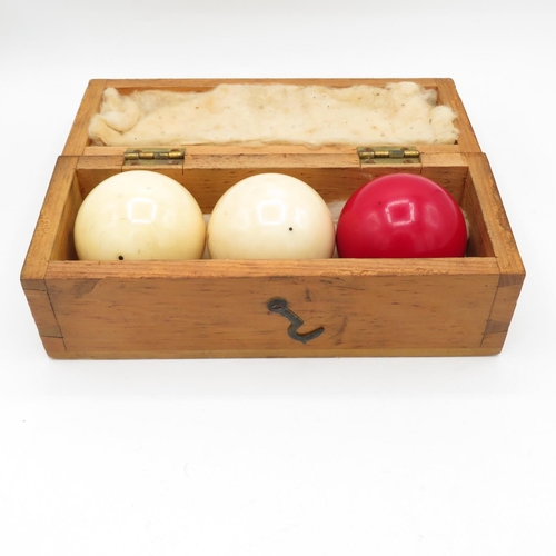 249 - Set of original 1890's billiard balls full size 55mm dia.  in wooden case