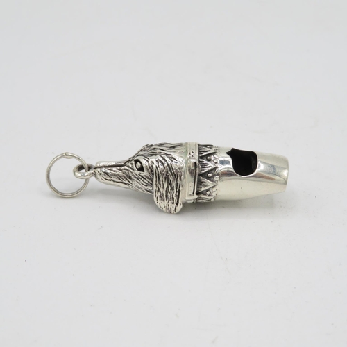 256 - 925 silver dog whistle HM  42mm long