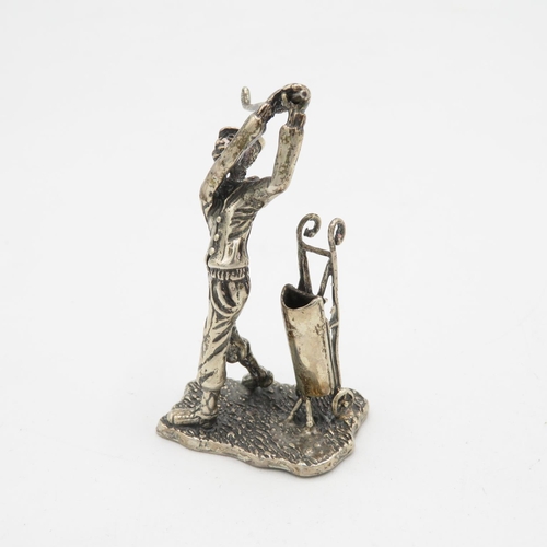 258 - Solid silver HM golfer ornament  33.5g  65mm tall