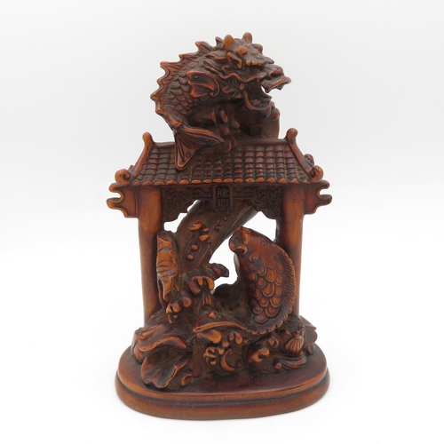 261 - Carved wood Chinese figure - slight damage to one corner - 155mm high - very fine detail