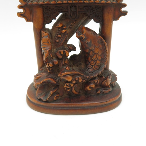 261 - Carved wood Chinese figure - slight damage to one corner - 155mm high - very fine detail